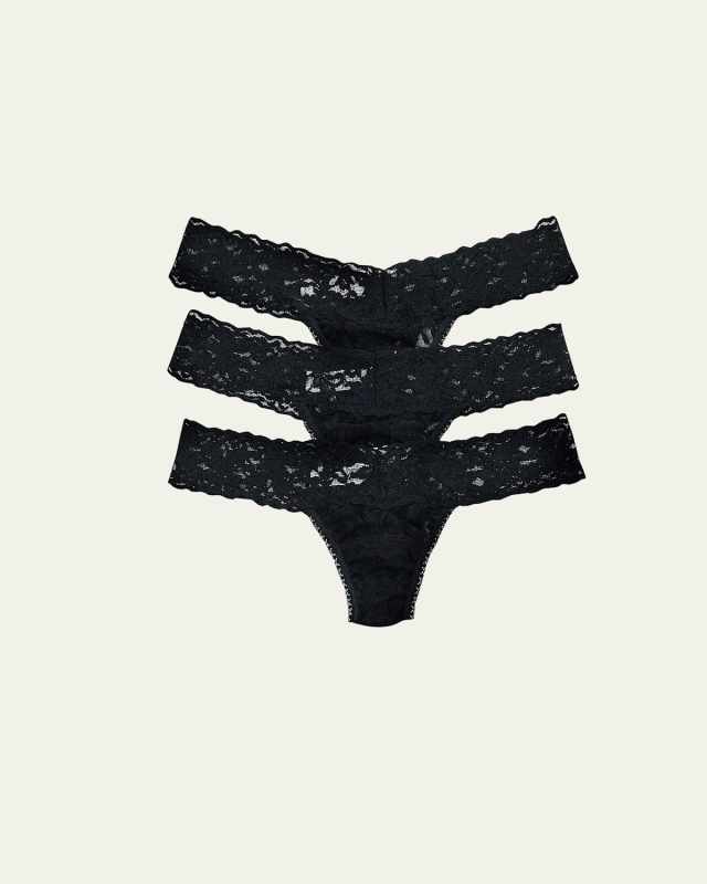 Three-Pack Low-Rise Signature Lace Thong